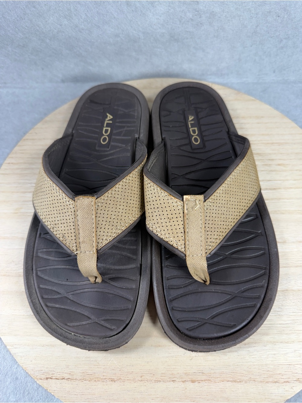 Aldo Mens Tan Woven Strap Thong Sandals Flip Flops Brown Size 9